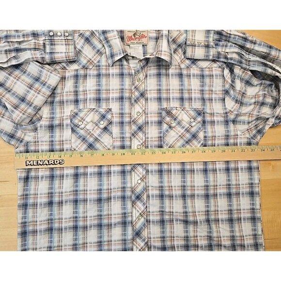 VTG Wrangler Sawtooth Shirt Mens Approx Size XL Pearl Snap Rockabilly Western - Picture 4 of 8